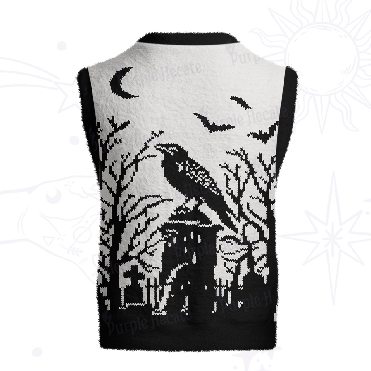 Purplehecate Ravens Over the Spooky Graveyard Ugly Sweater Vest