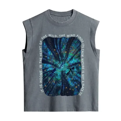 Purplehecate Forest Mindscape Night Sky Vintage Washed Tank