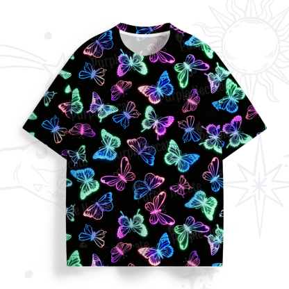 Purplehecate Neon Butterful All Over Print T-Shirt