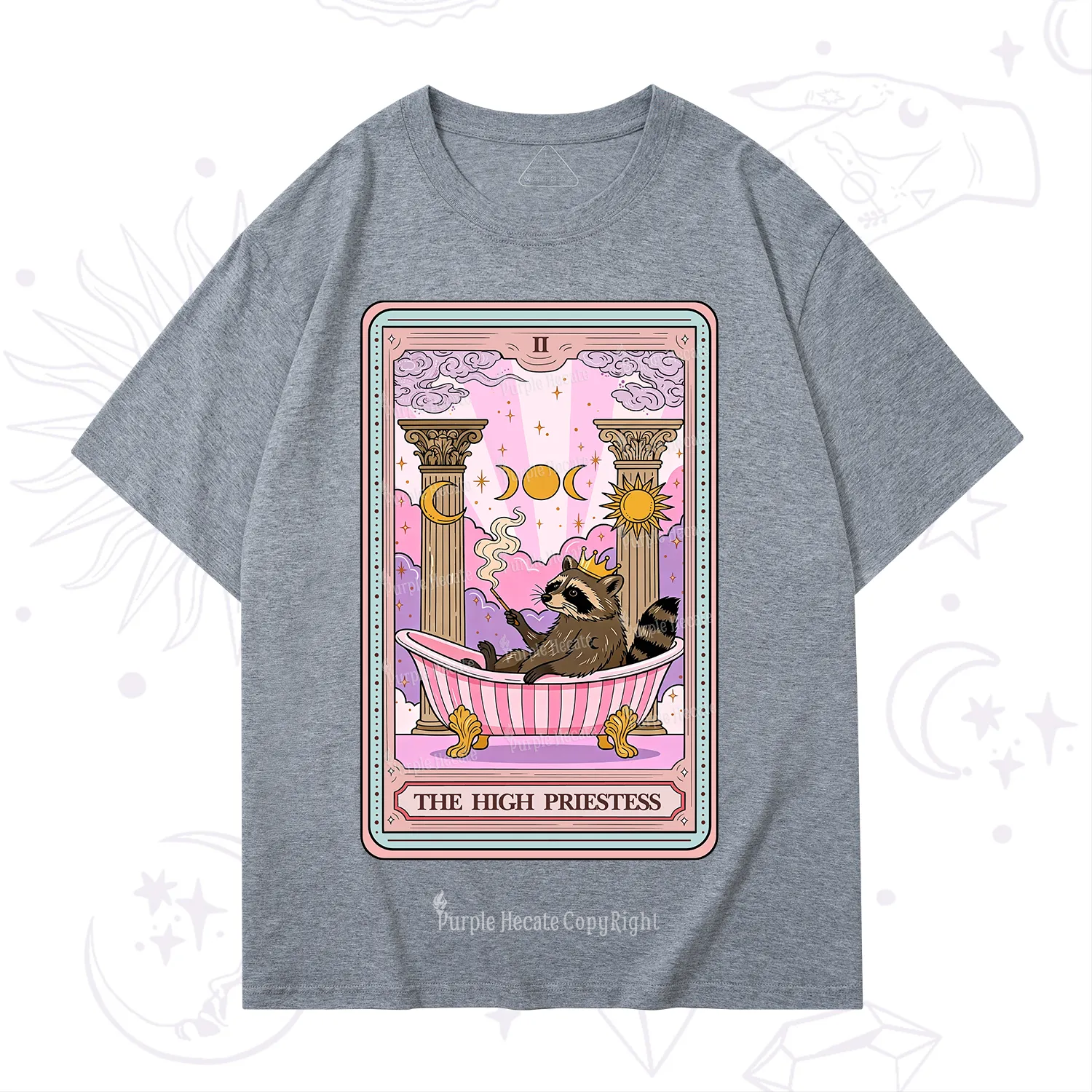 Purplehecate The High Priestess Raccoon Tarot T-Shirt