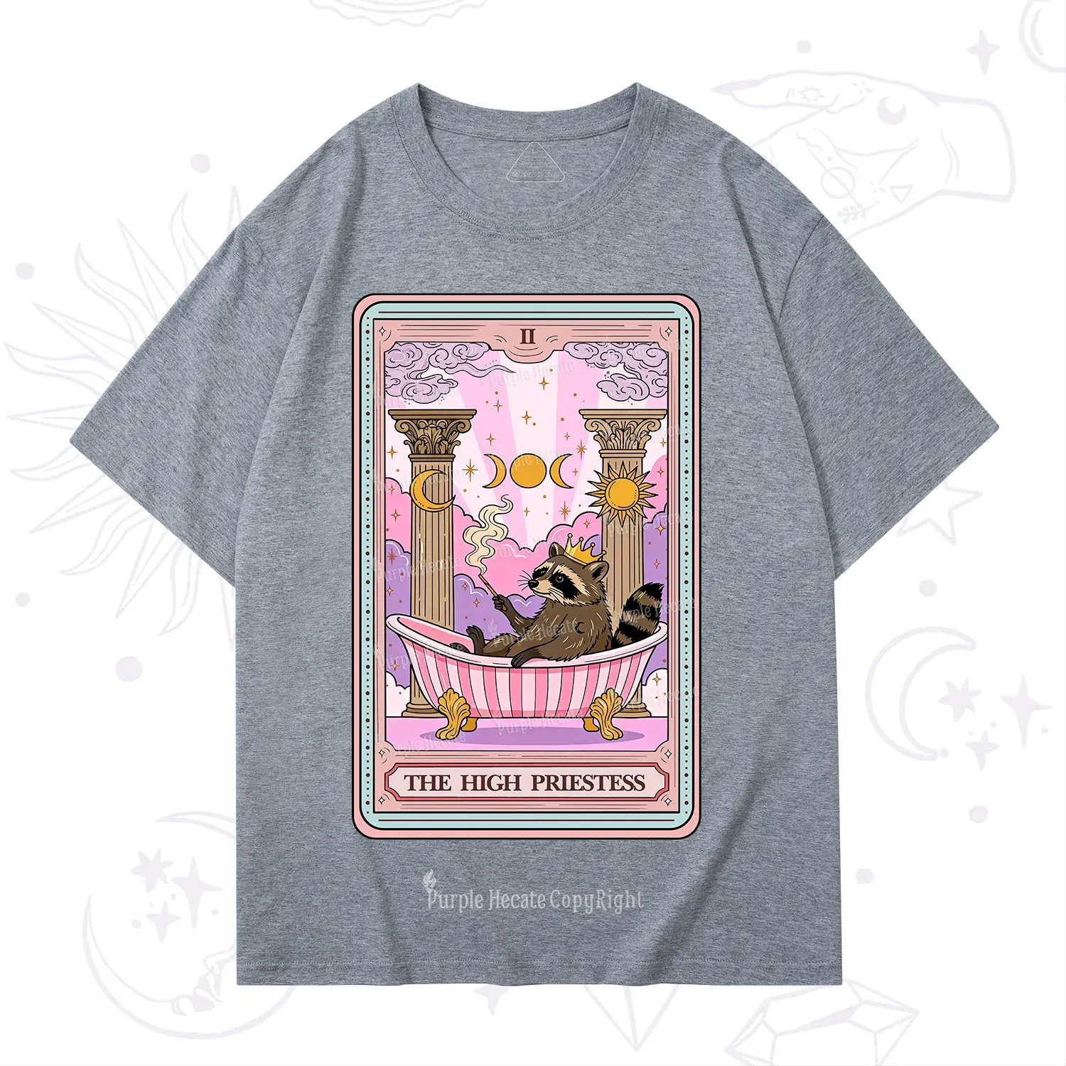 Purplehecate The High Priestess Raccoon Tarot T-Shirt