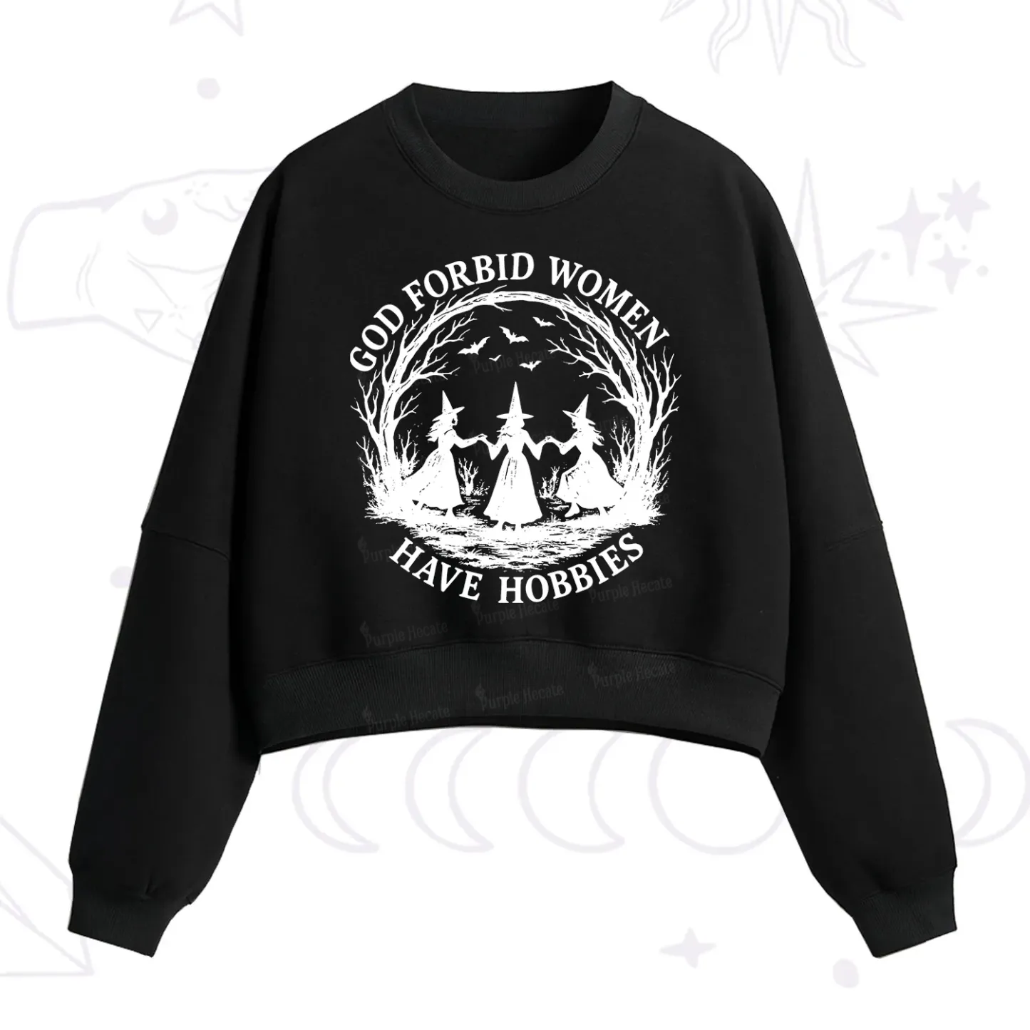 Purplehecate God Forbid Women Have Hobbies Fleece Cropped Sweatshirt