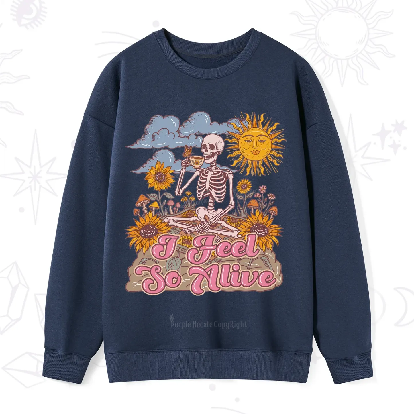 Purplehecate I feel So Alive Dancing Sarcastic Skeleton Sweatshirt