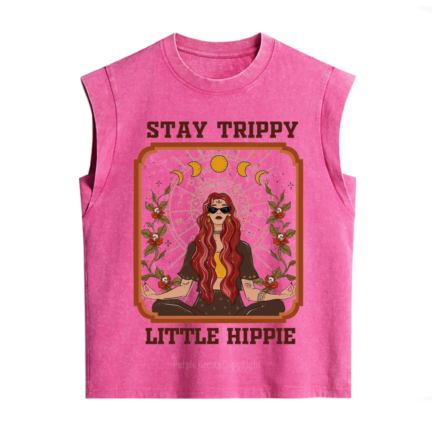 Purplehecate Stay Trippy Little Witchy Hippie Vintage Washed Tank