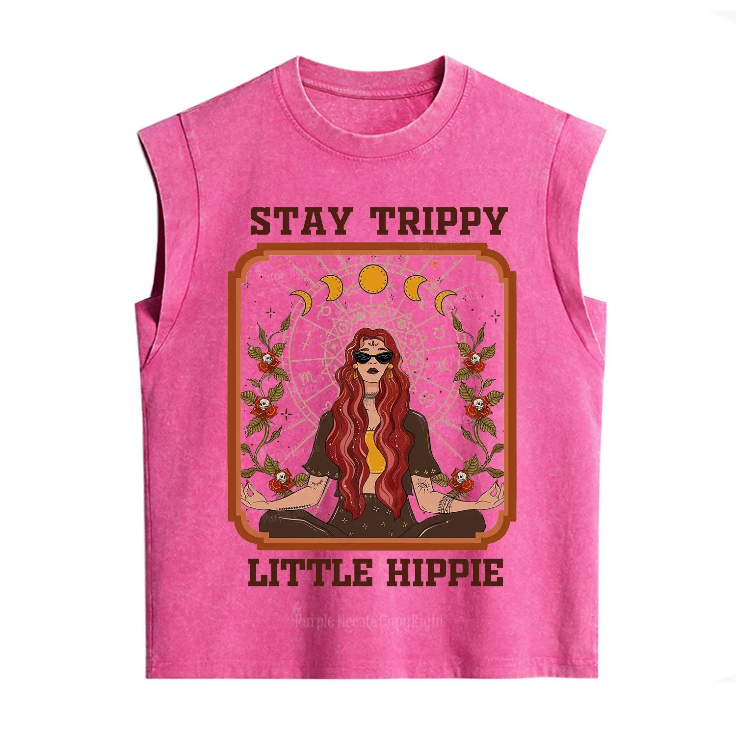 Purplehecate Stay Trippy Little Witchy Hippie Vintage Washed Tank