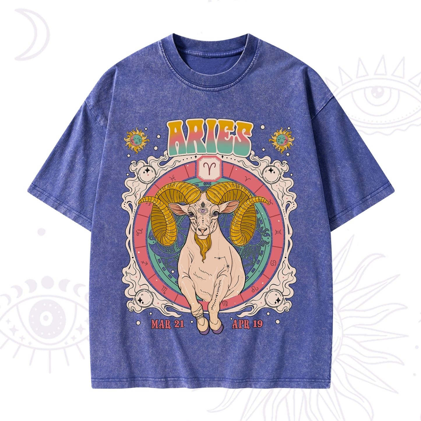 Purplehecate Aries Cosmic Zodiac Washed T-Shirt