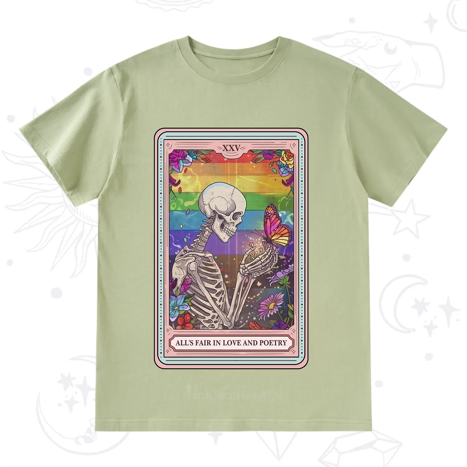 Purplehecate The All's Fair in Love and Poetry Skeleton Tarot T-Shirt
