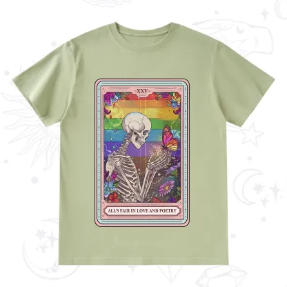 Purplehecate The All's Fair in Love and Poetry Skeleton Tarot T-Shirt