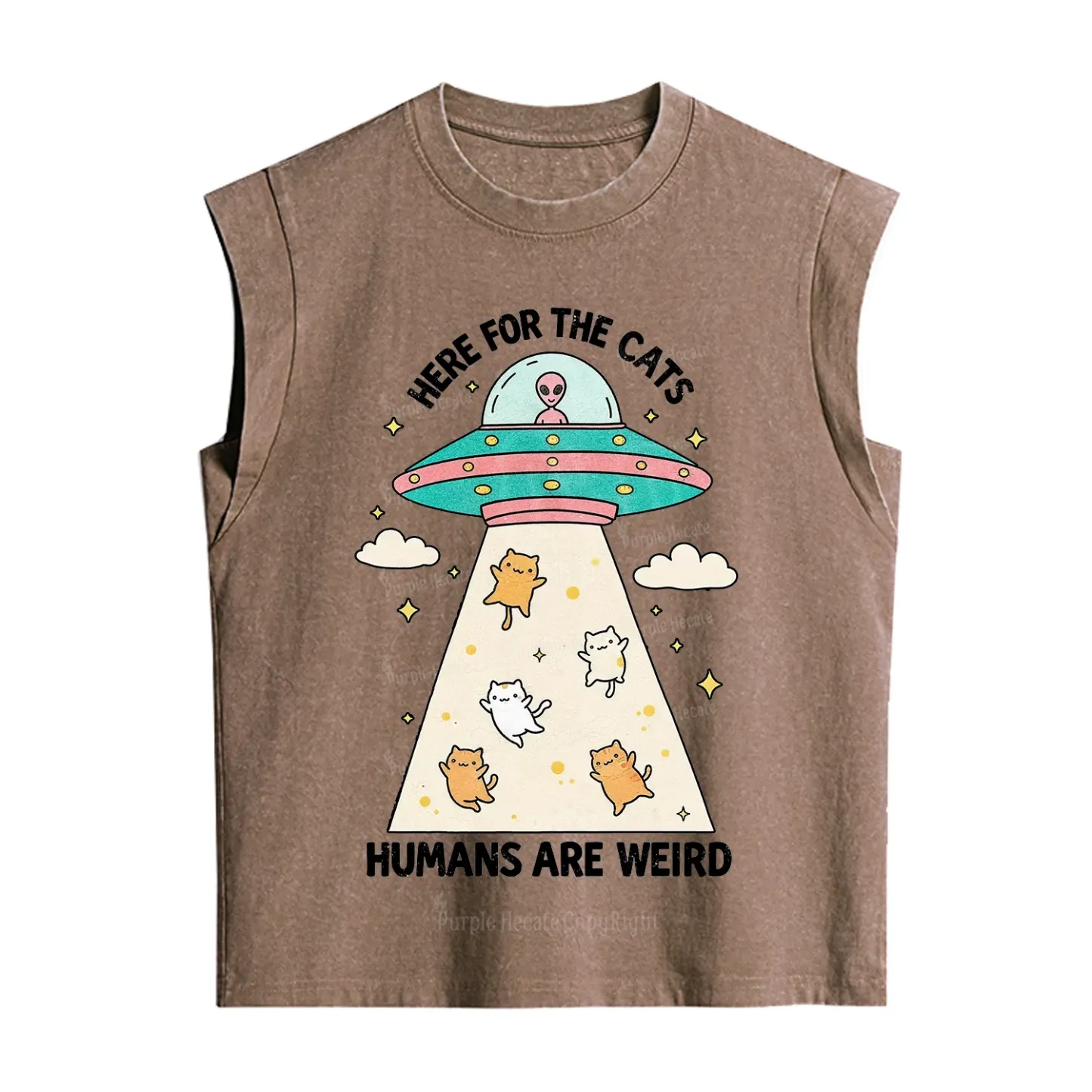 Purplehecate Here For The Cats Humans Are Weird Vintage Washed Tank
