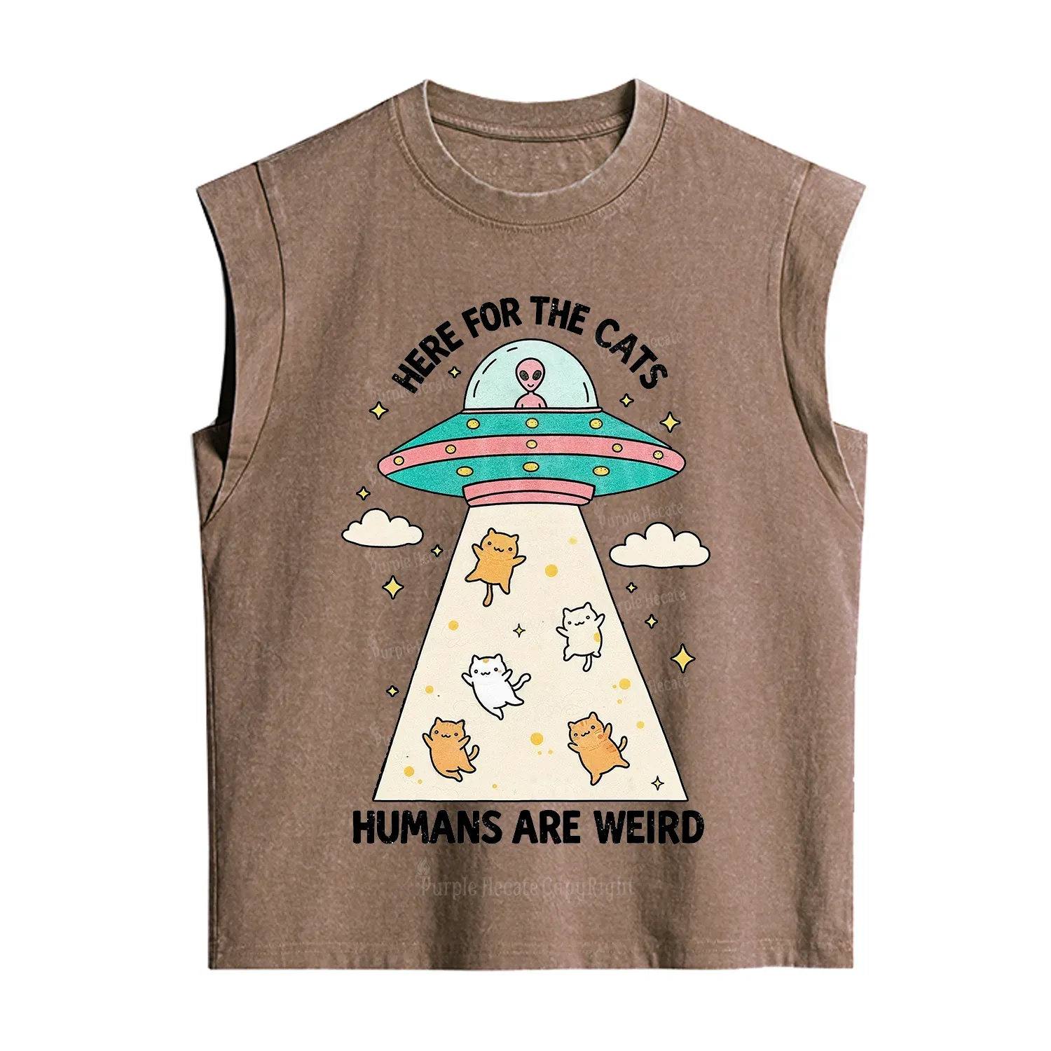 Purplehecate Here For The Cats Humans Are Weird Vintage Washed Tank