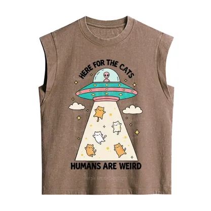 Purplehecate Here For The Cats Humans Are Weird Vintage Washed Tank