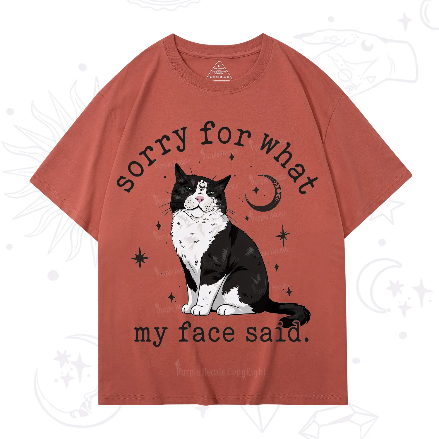 Purplehecate Sorry For What My Face Said Cat T-Shirt