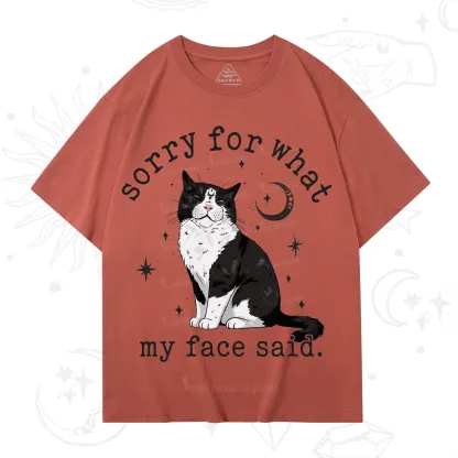Purplehecate Sorry For What My Face Said Cat T-Shirt