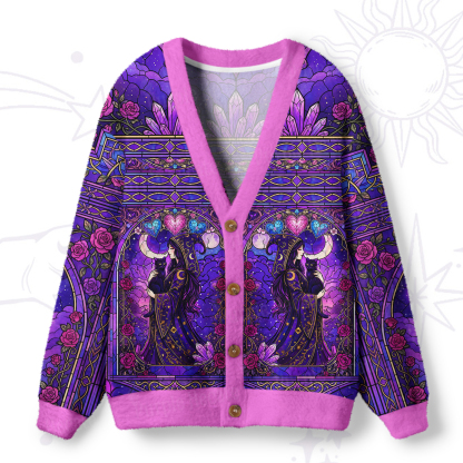 Purplehecate Moonlit Oracle Goddess Ugly Cardigan Sweaters