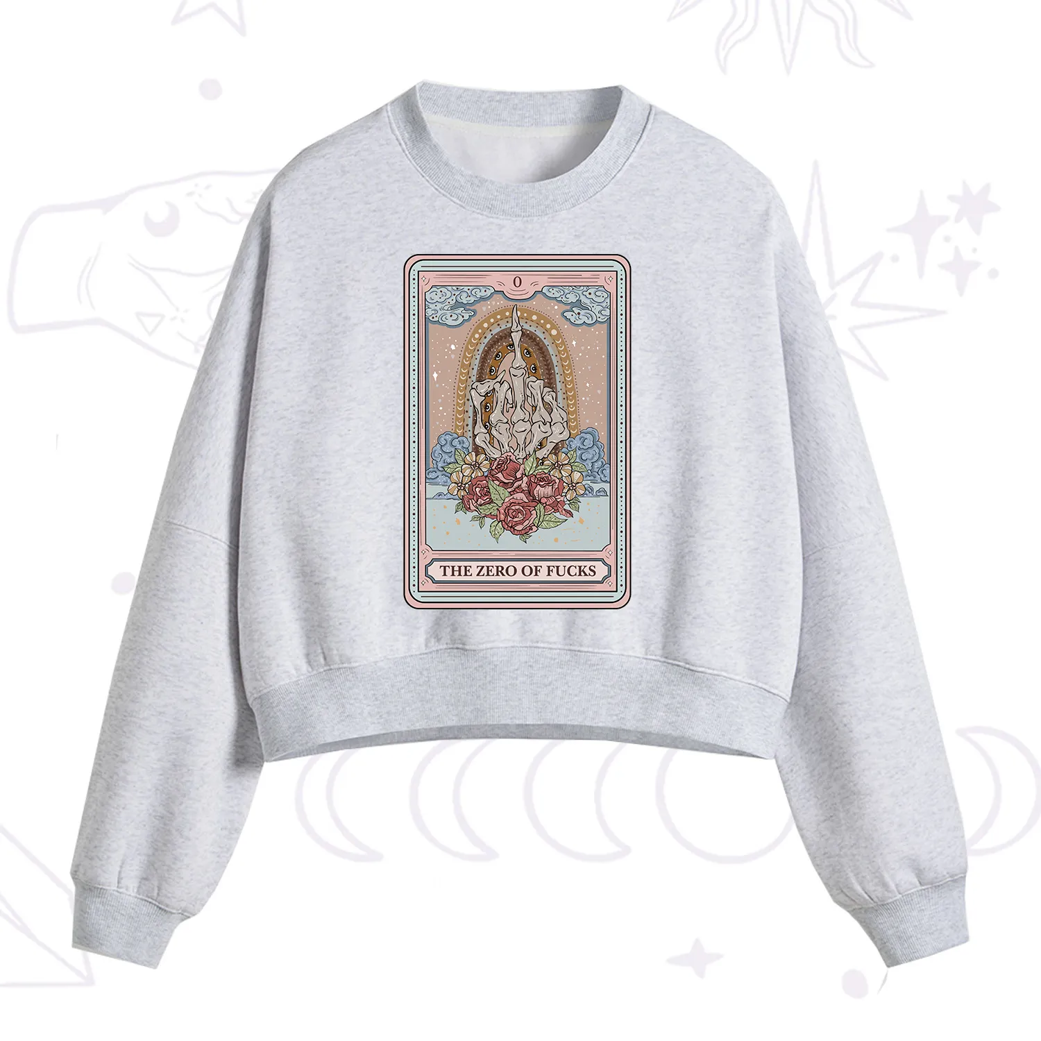 Purplehecate The Zero Of Fucks Tarot Fleece Cropped Sweatshirt