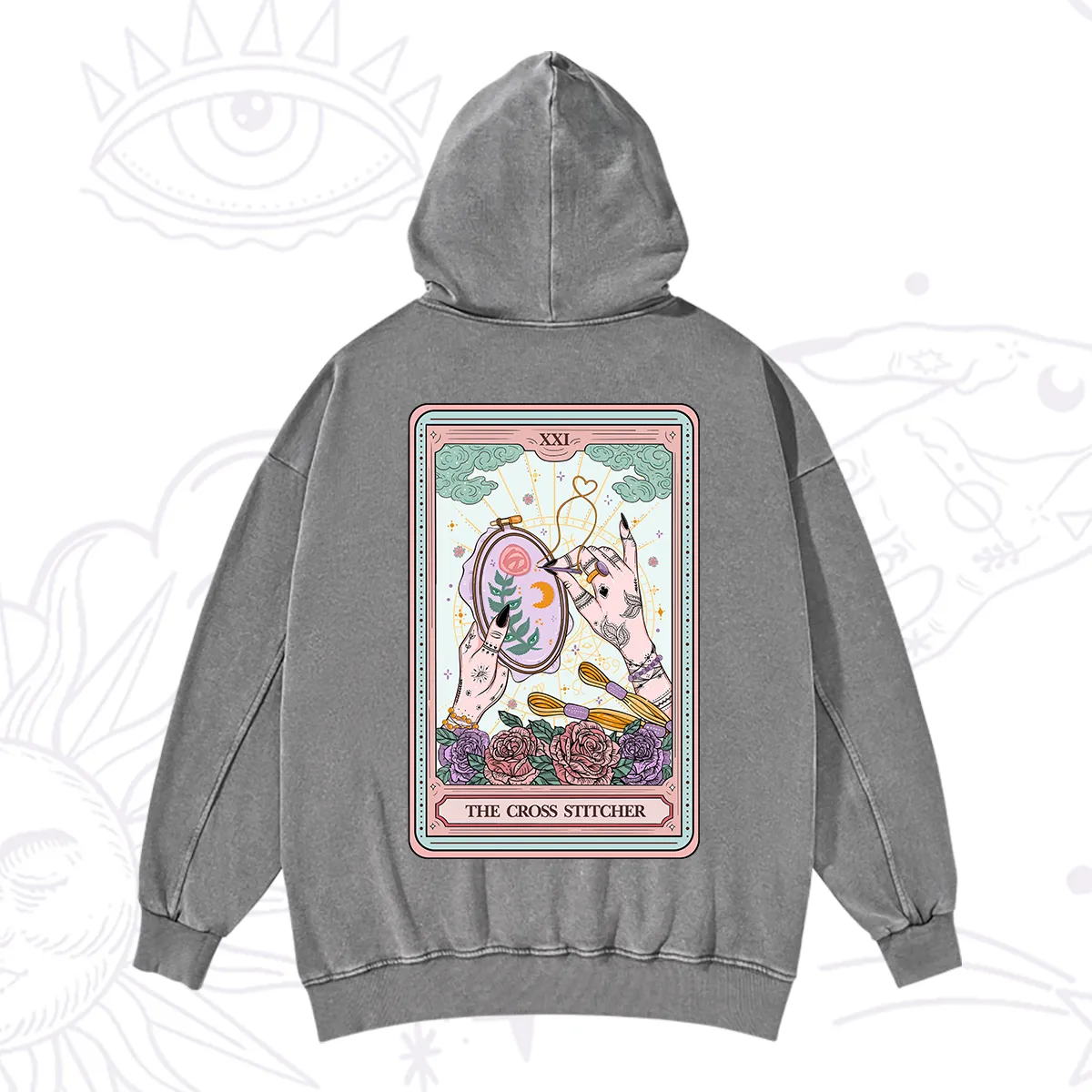 Purplehecate The Cross Stitcher Tarot Washed Hoodie