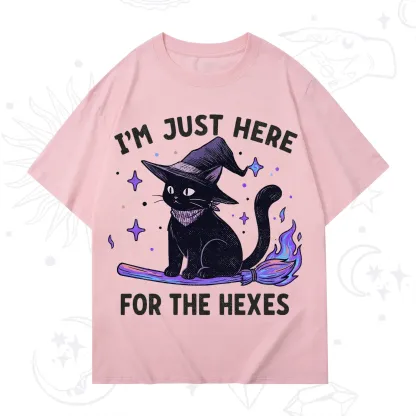 Purplehecate I'm Just Here for the Hexes Witch Cat T-Shirt