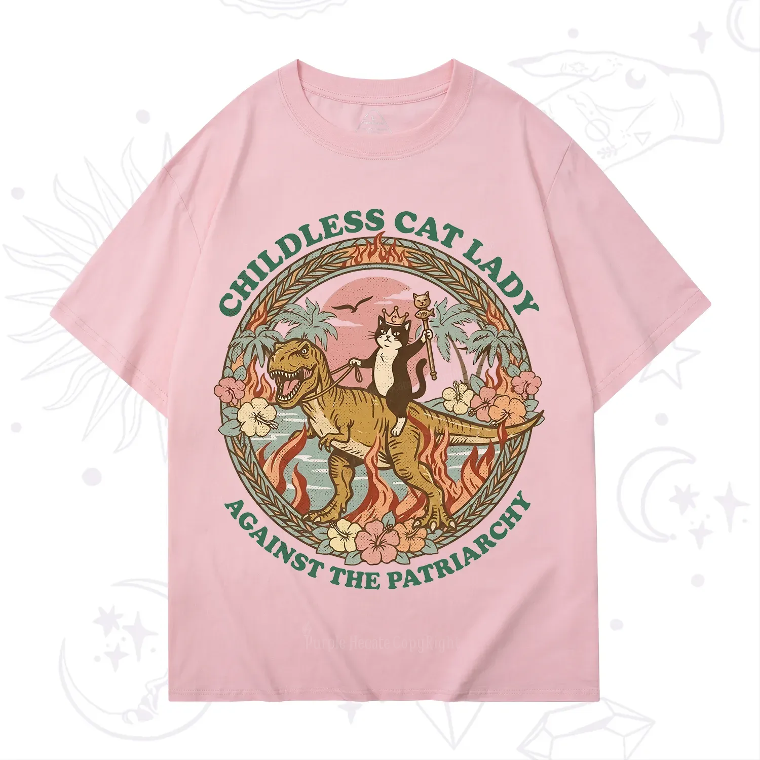 Purplehecate Childless Cat Lady Burn the Patriarchy T-Shirt