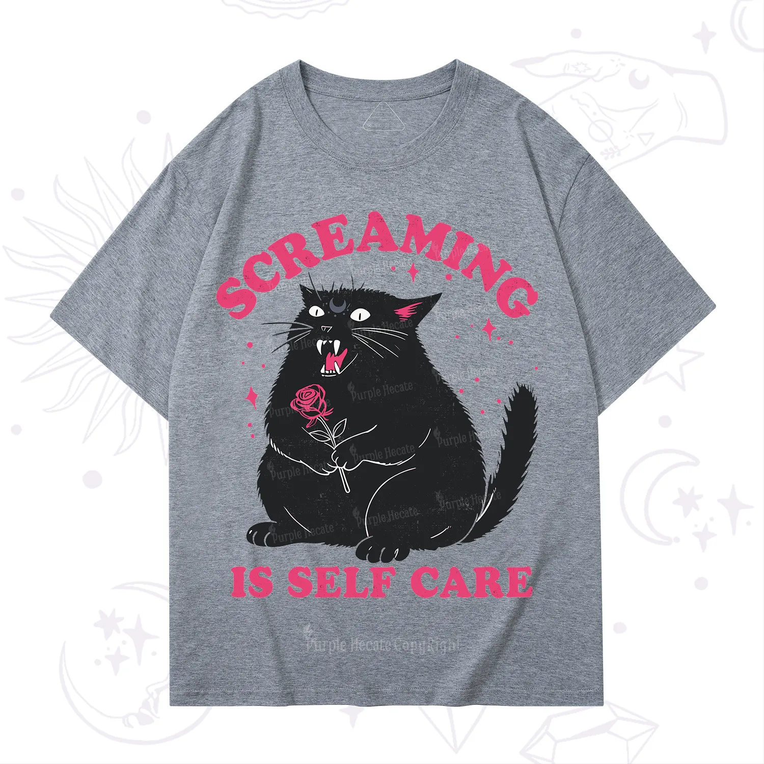Purplehecate Funny Cat Screaming Is Self Care T-Shirt