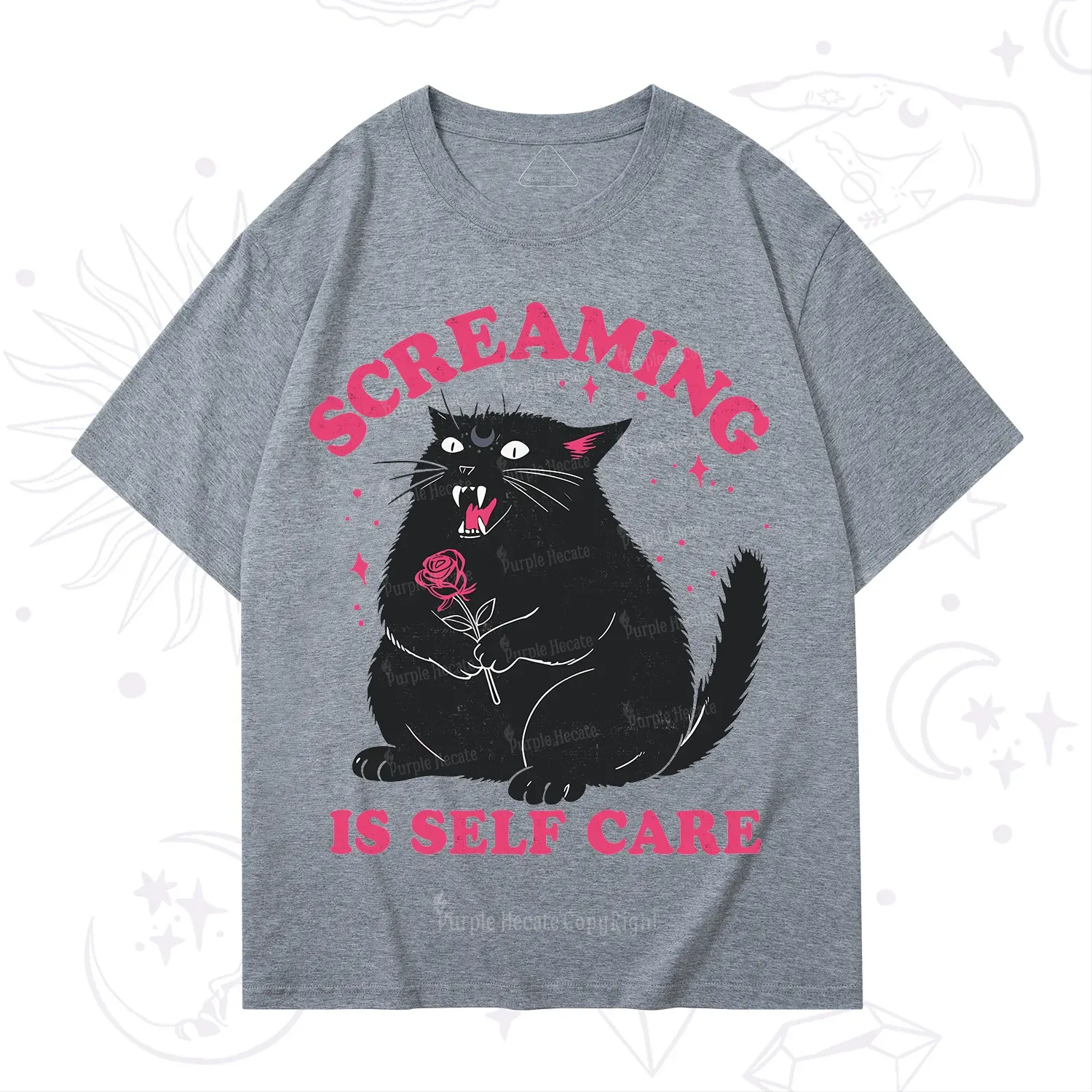 Purplehecate Funny Cat Screaming Is Self Care T-Shirt