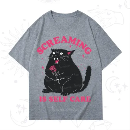 Purplehecate Funny Cat Screaming Is Self Care T-Shirt