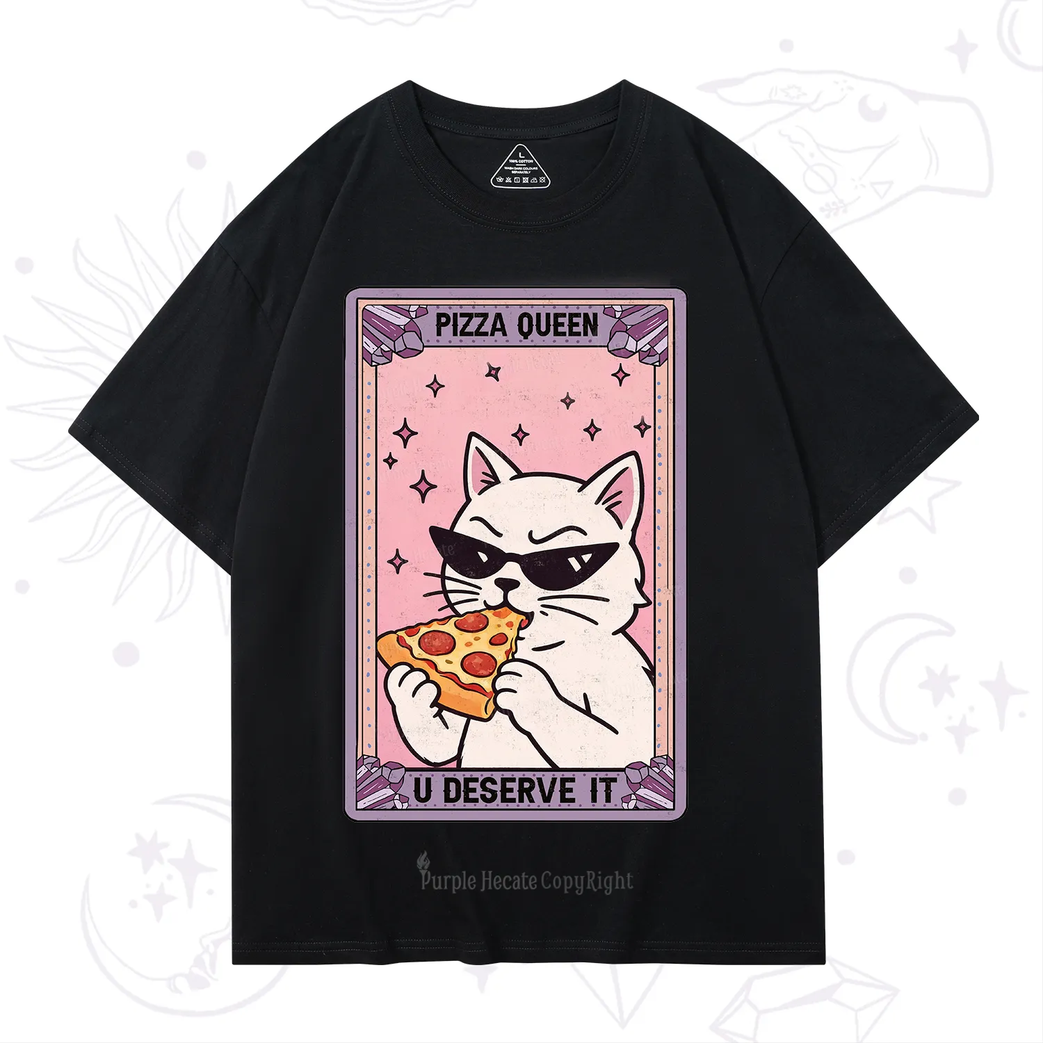 Purplehecate The Pizza Queen Cat Tarot T-Shirt
