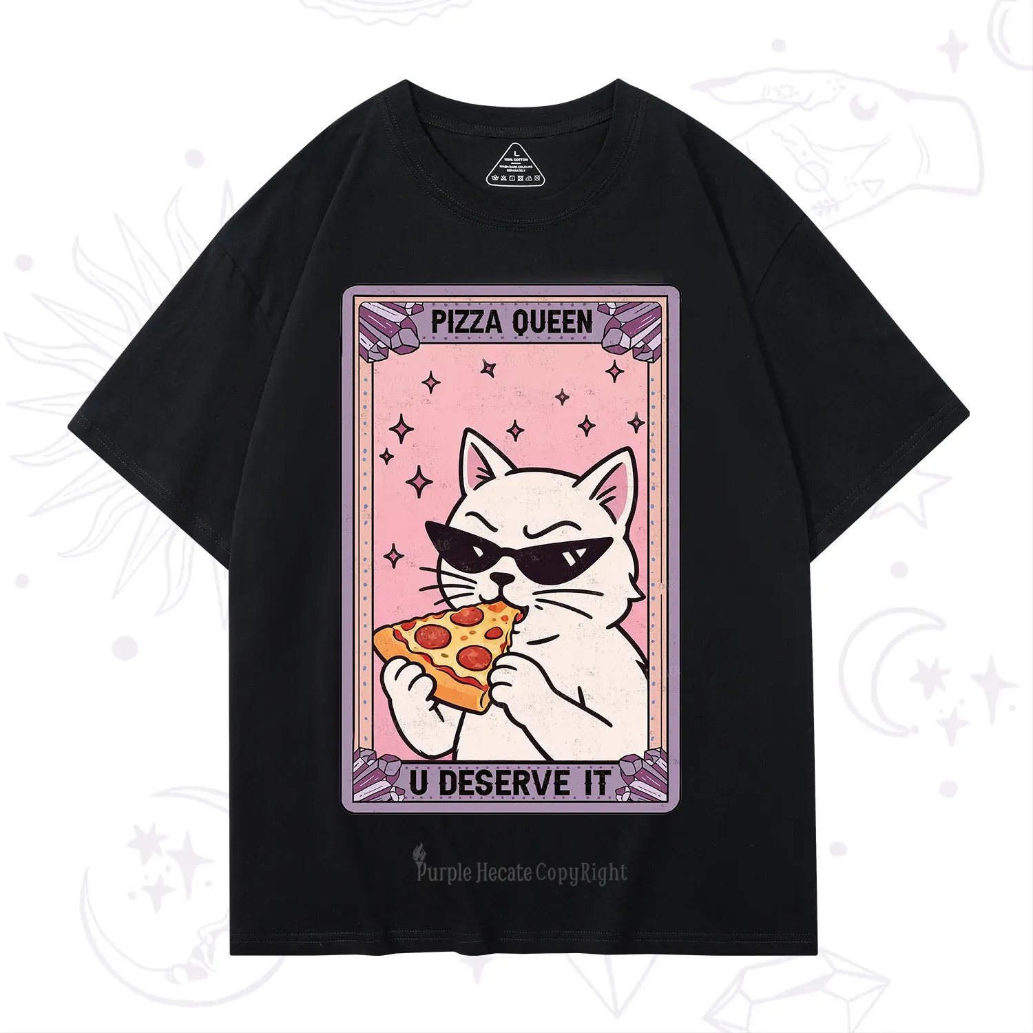 Purplehecate The Pizza Queen Cat Tarot T-Shirt