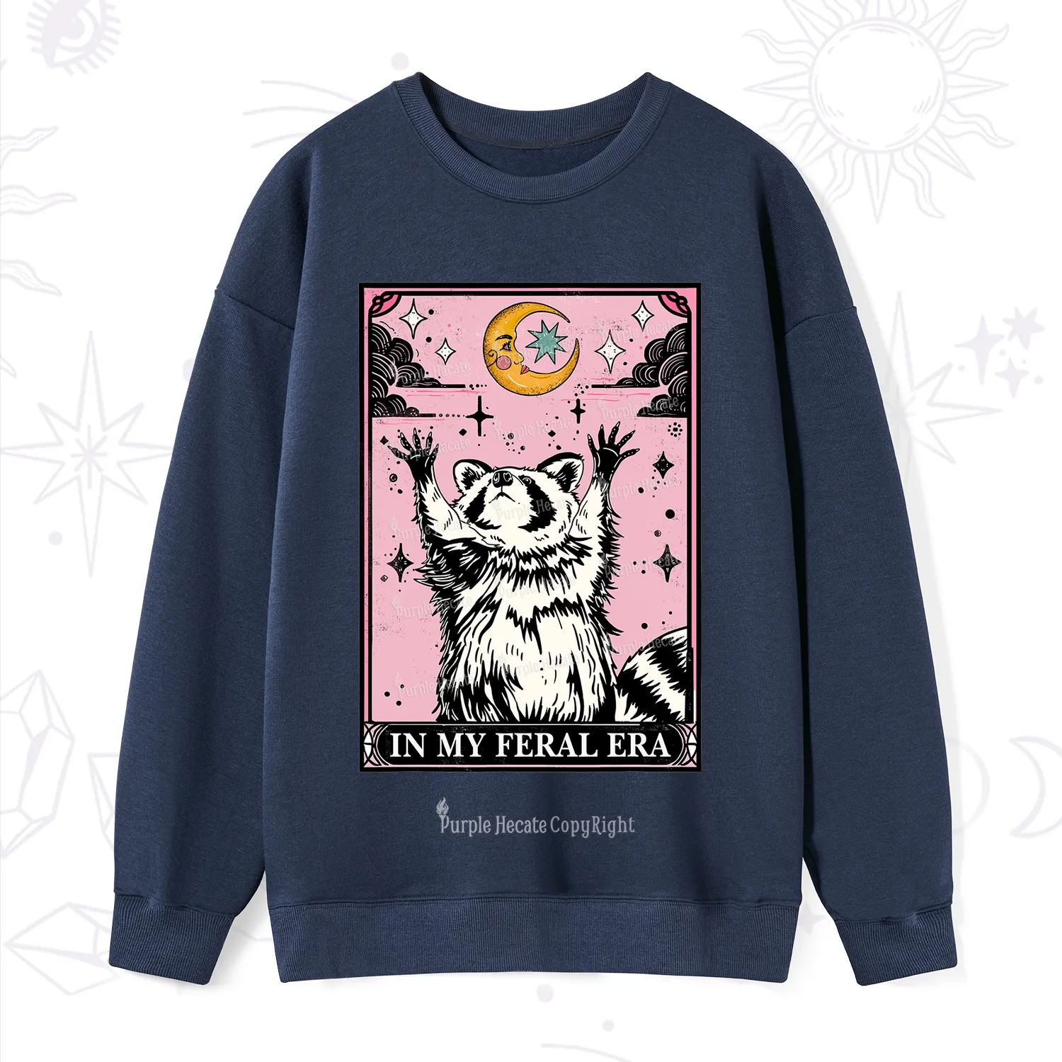 Purplehecate The In My Feral Era Tarot Raccoon Sweatshirt