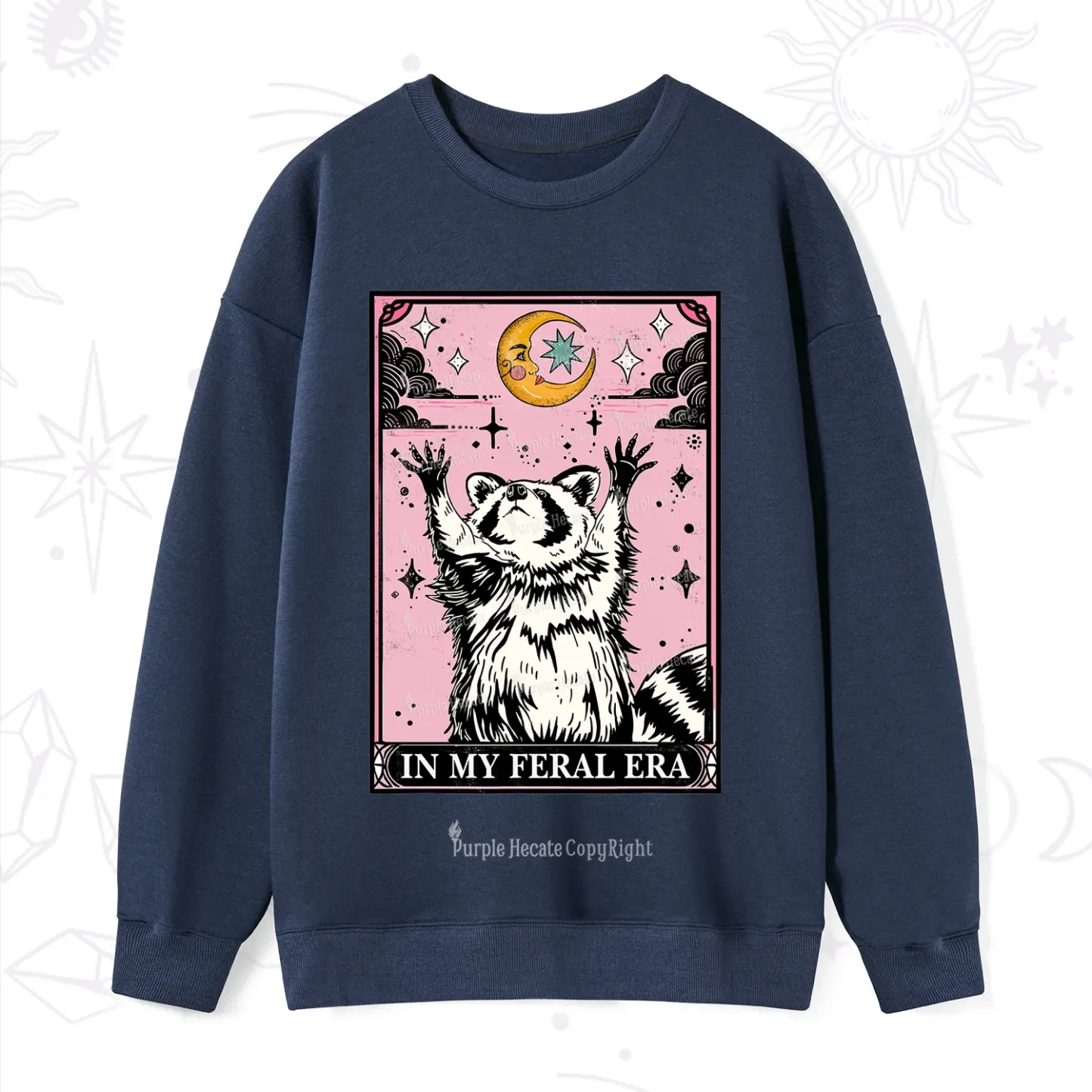 Purplehecate The In My Feral Era Tarot Raccoon Sweatshirt