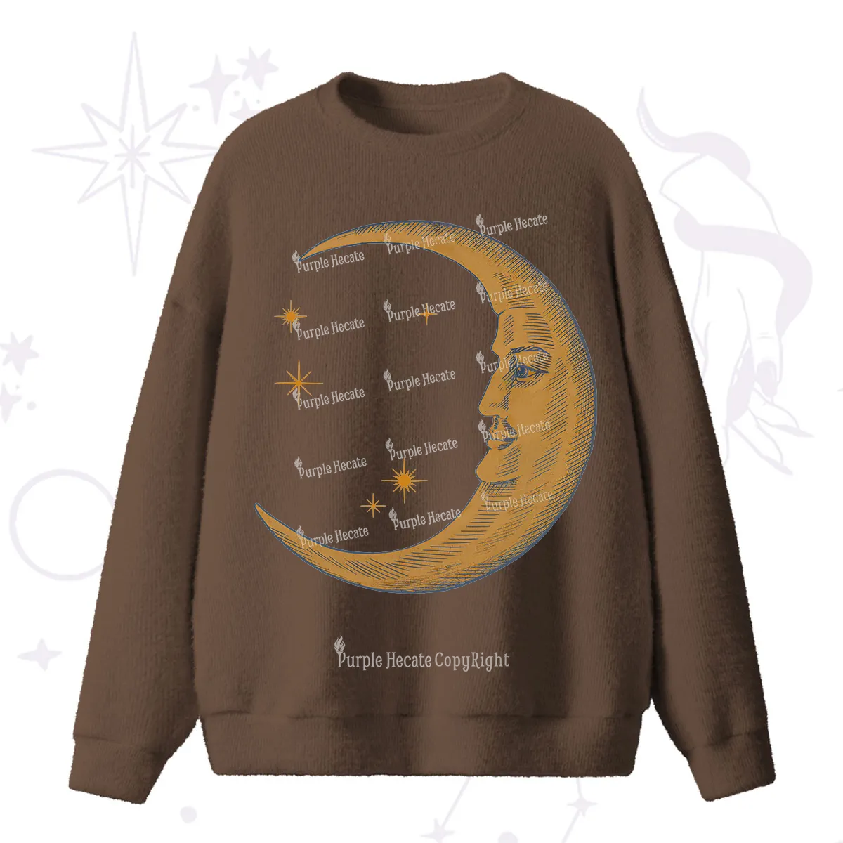 Purplehecate Celestial Moon Fuzzy Ugly Sweater