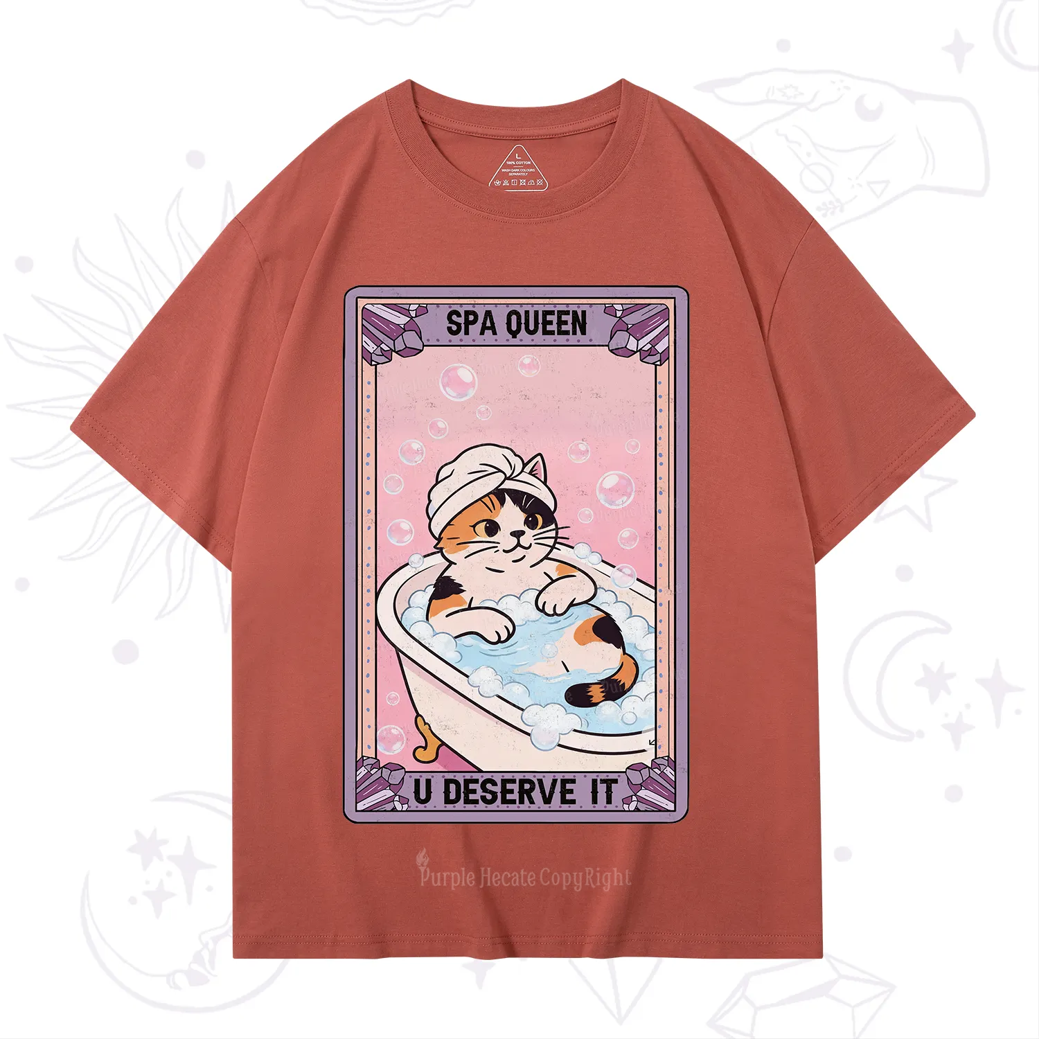 Purplehecate The Spa Queen Cat Tarot T-Shirt