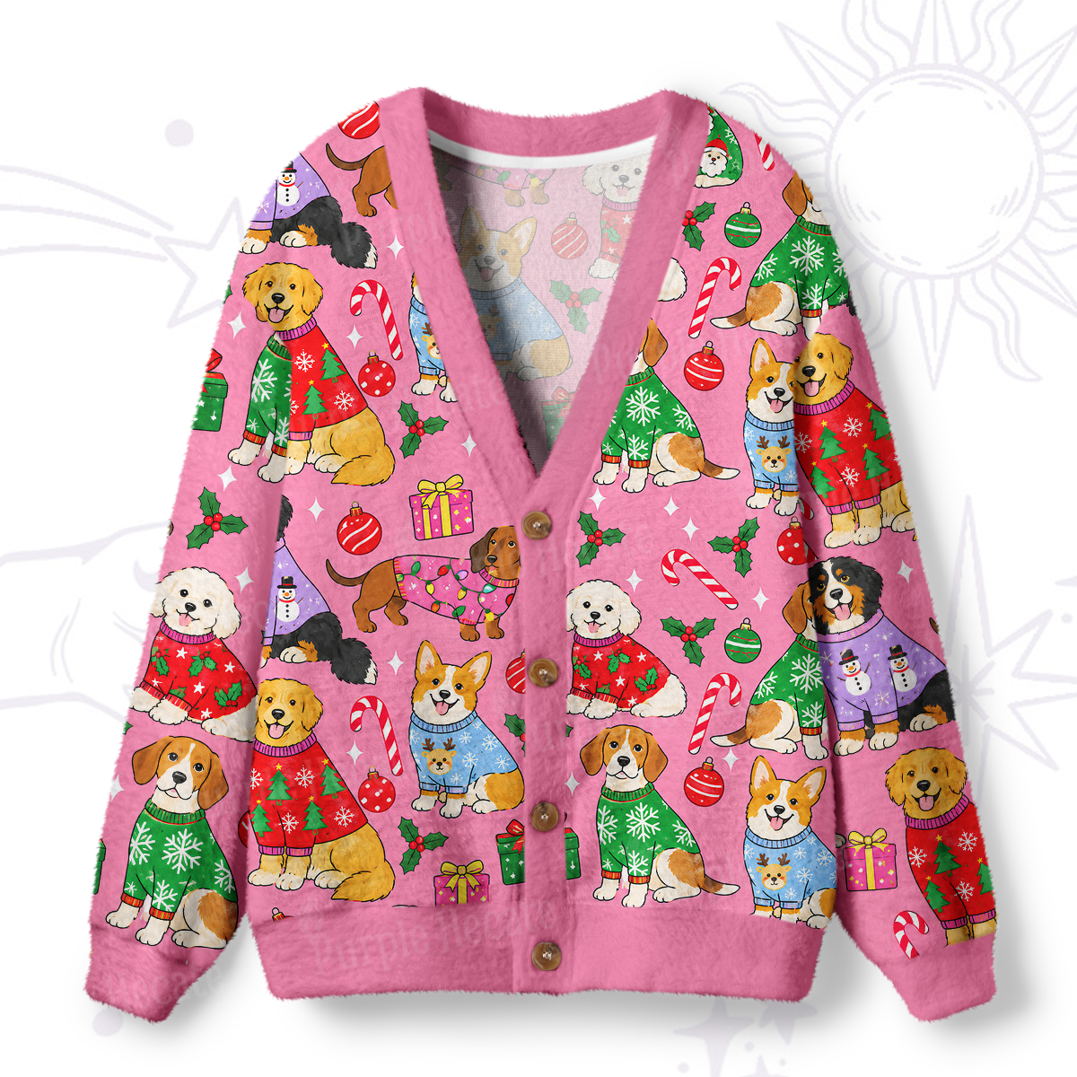 Purplehecate Festive Christmas Puppy Ugly Cardigan Sweaters
