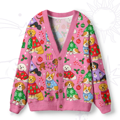 Purplehecate Festive Christmas Puppy Ugly Cardigan Sweaters