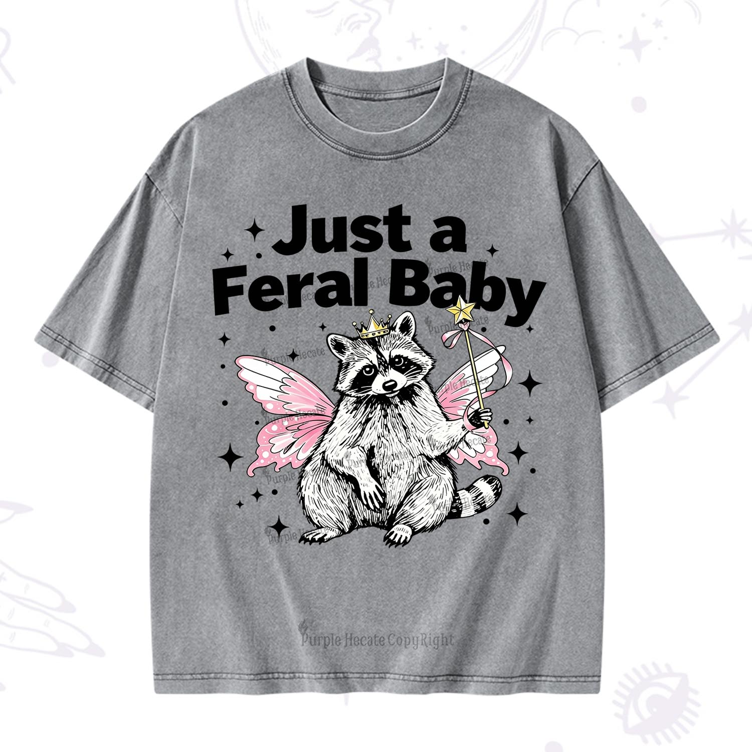 Purplehecate Just A Feral Baby Raccoon Washed T-Shirt