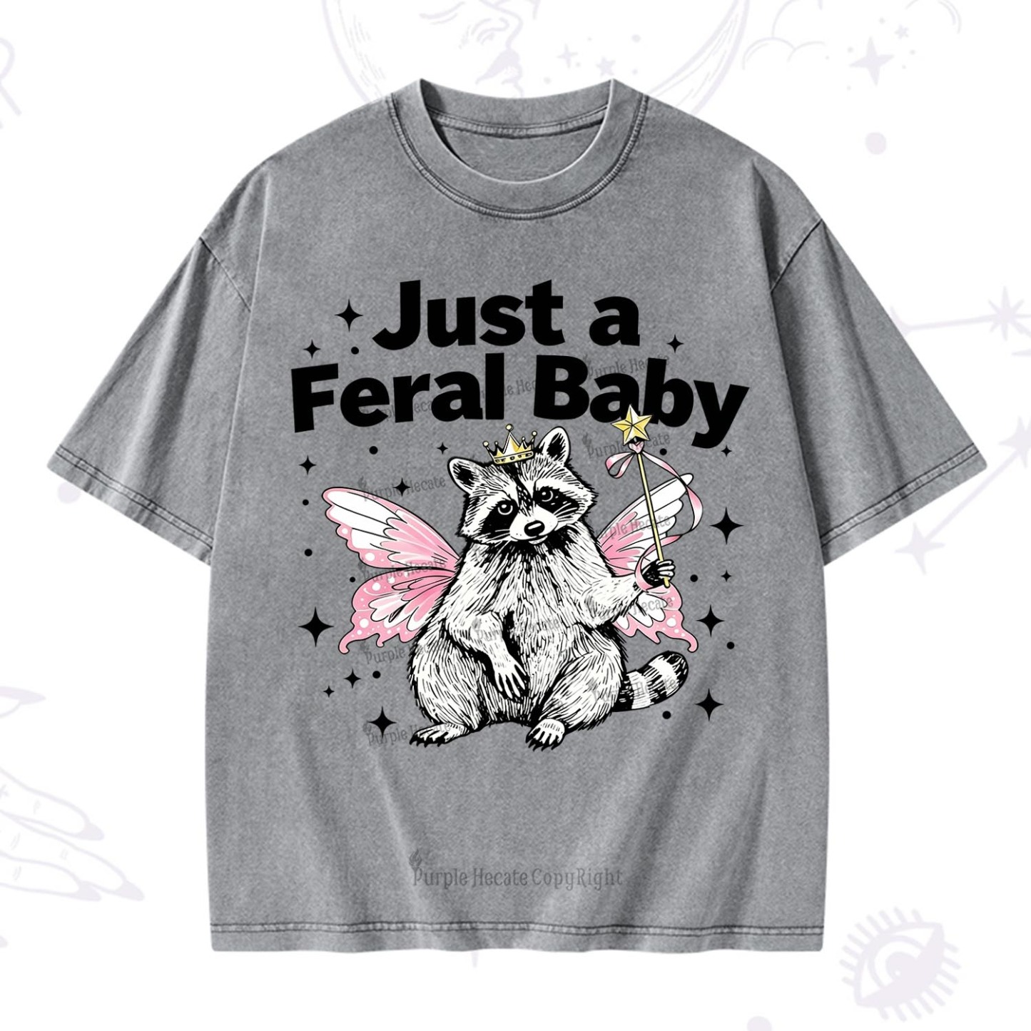 Purplehecate Just A Feral Baby Raccoon Washed T-Shirt