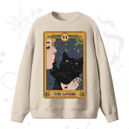 Purplehecate The Lovers Cat Tarot Fuzzy Ugly Sweater