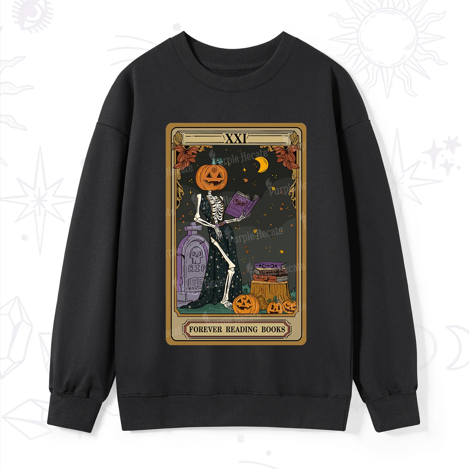 Purplehecate The Forever Reading Books Tarot Halloween Sweatshirt
