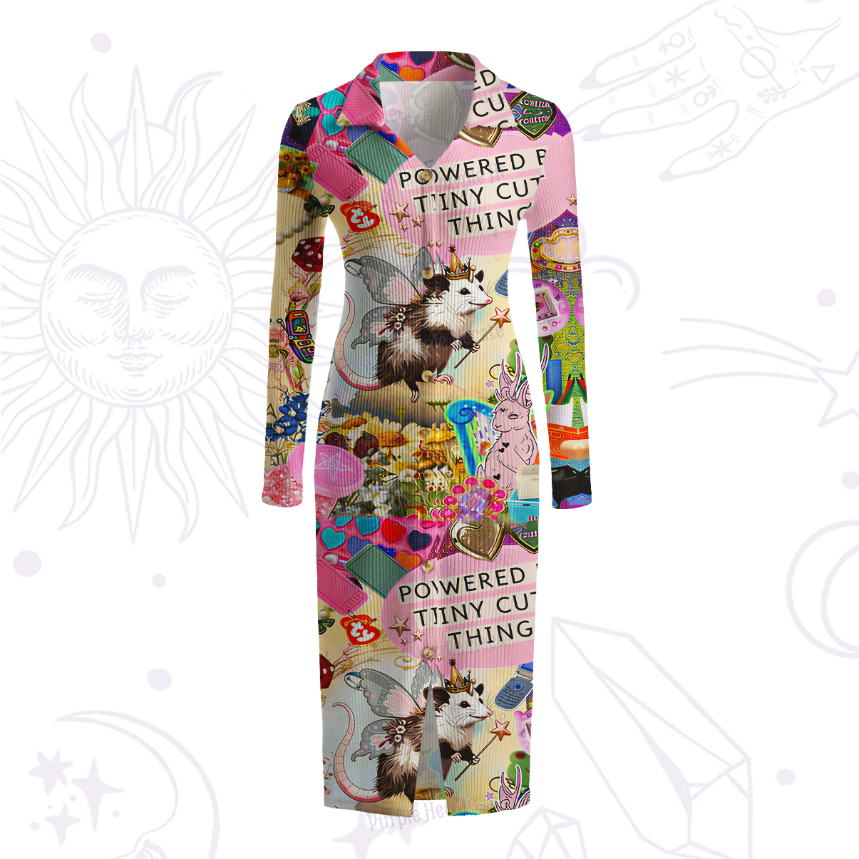 Purplehecate The Opossum Queen's Hoard Ribbed Knit Dress