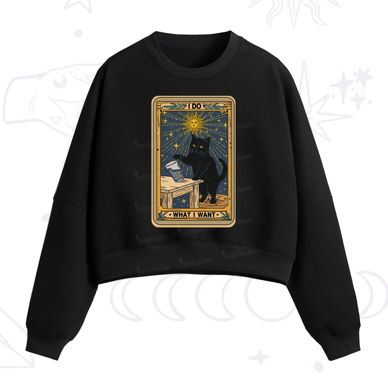 Purplehecate I Do What I Want Cats Fleece Cropped Sweatshirt