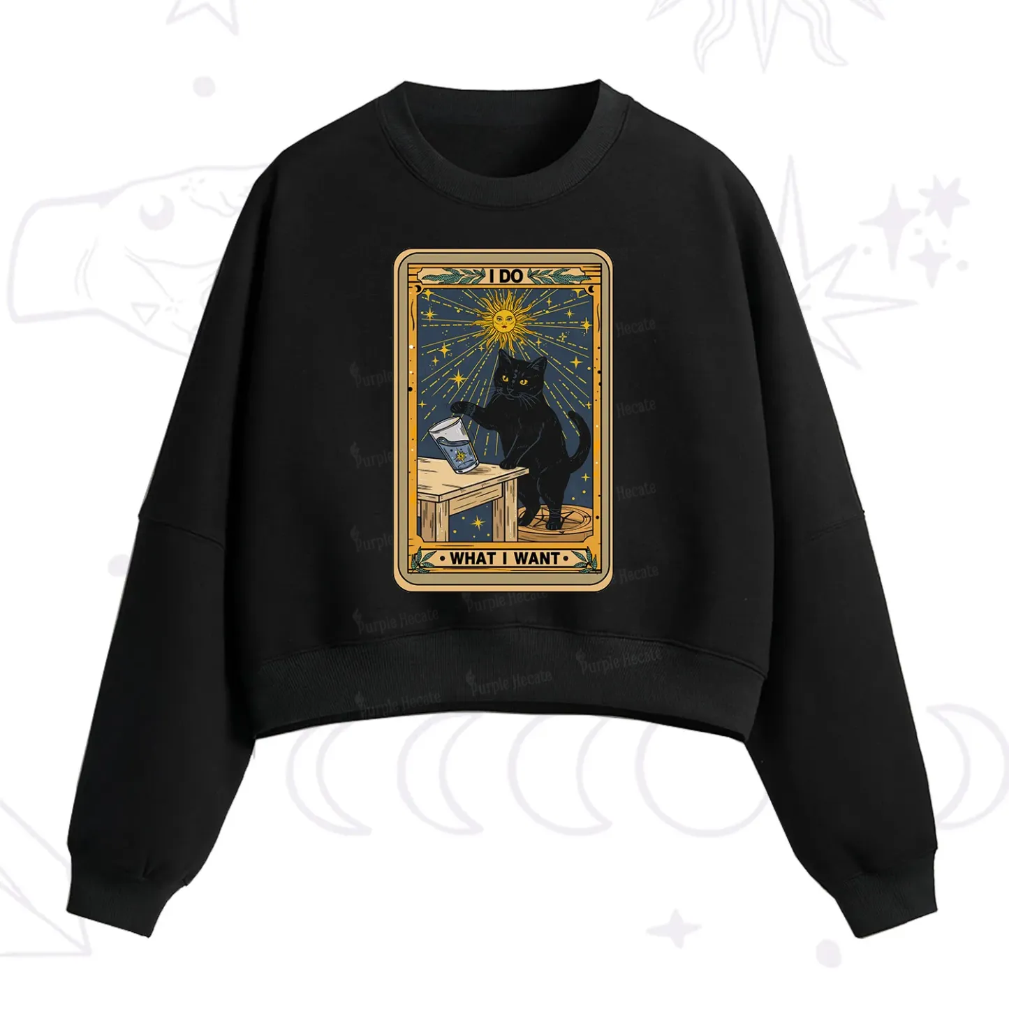 Purplehecate I Do What I Want Cats Fleece Cropped Sweatshirt