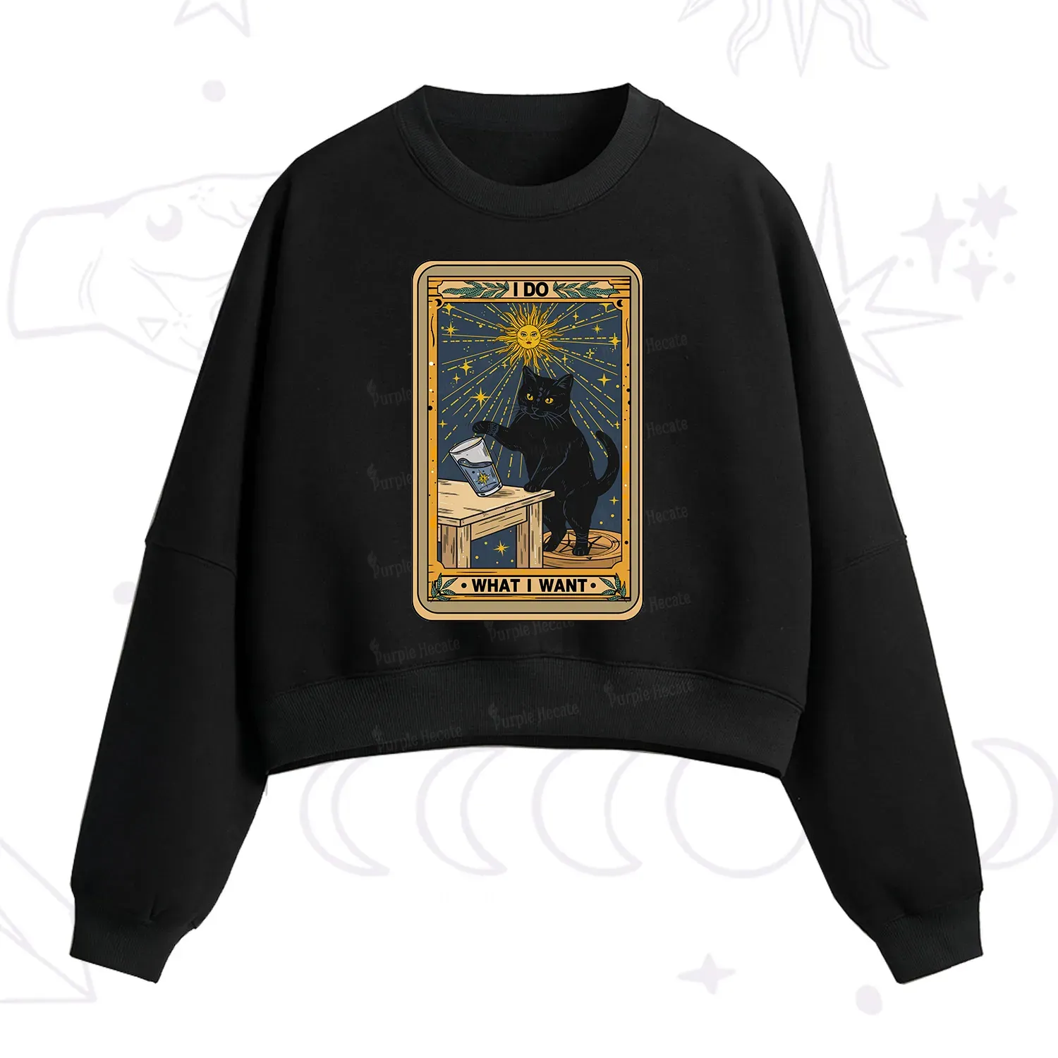 Purplehecate I Do What I Want Cats Fleece Cropped Sweatshirt