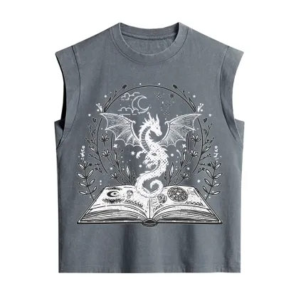 Purplehecate Magical Book Dragon Fantasy Vintage Washed Tank