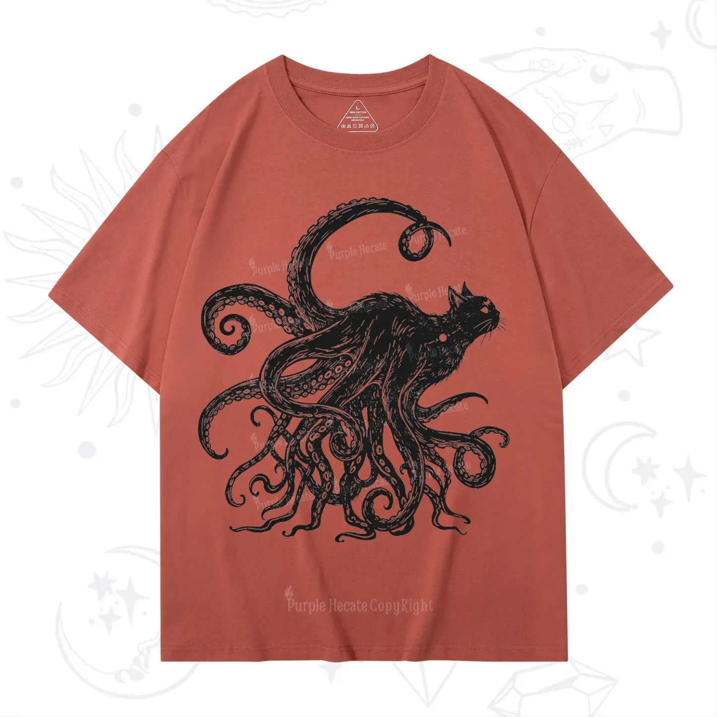Purplehecate Black Cat with Octopus Tentacles T-Shirt