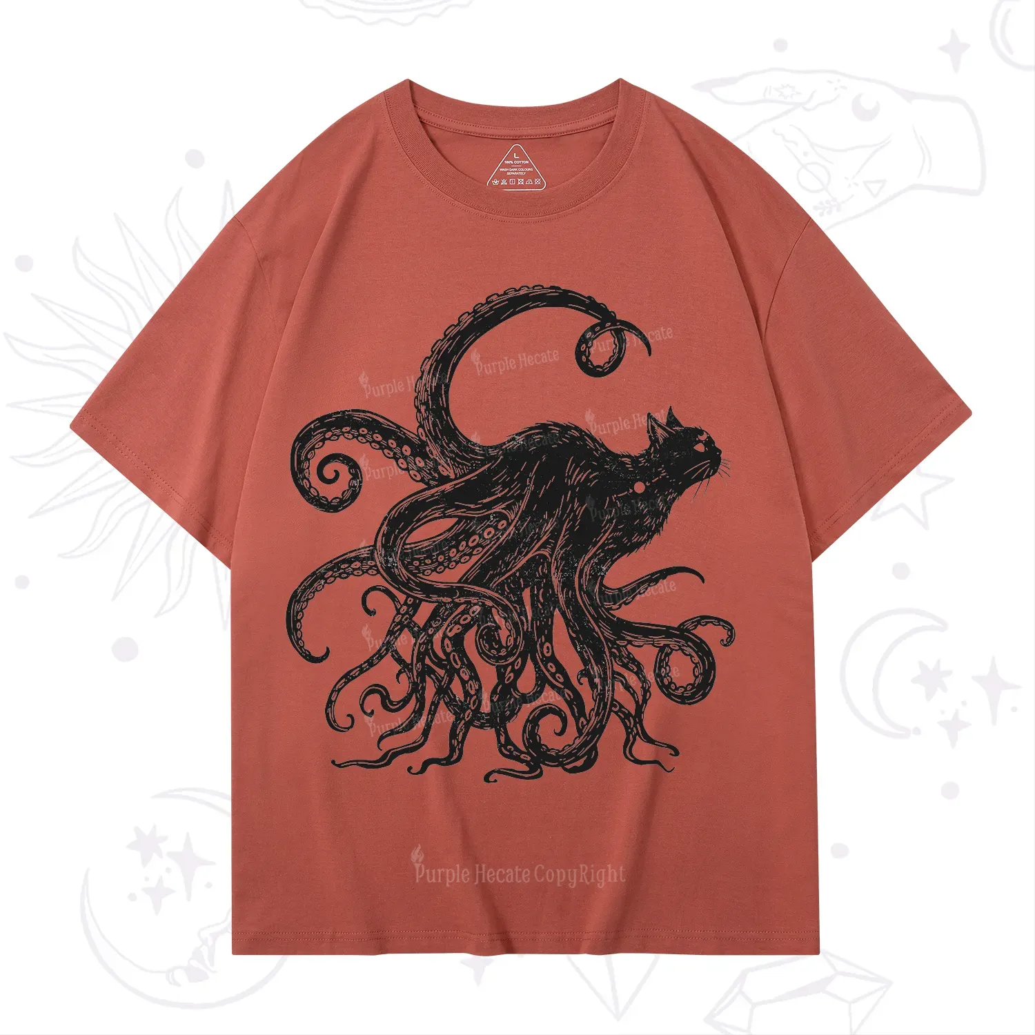 Purplehecate Black Cat with Octopus Tentacles T-Shirt