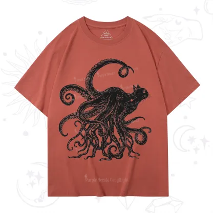 Purplehecate Black Cat with Octopus Tentacles T-Shirt