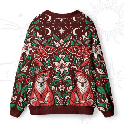 Purplehecate Mystic Forest Floral Cat Ugly Cardigan Sweaters