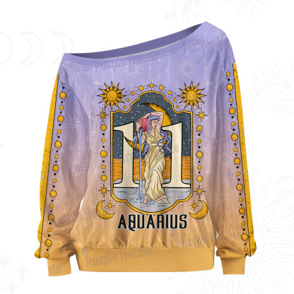 Purplehecate Aquarius Zodiac Off The Shoulder Graphic Jersey