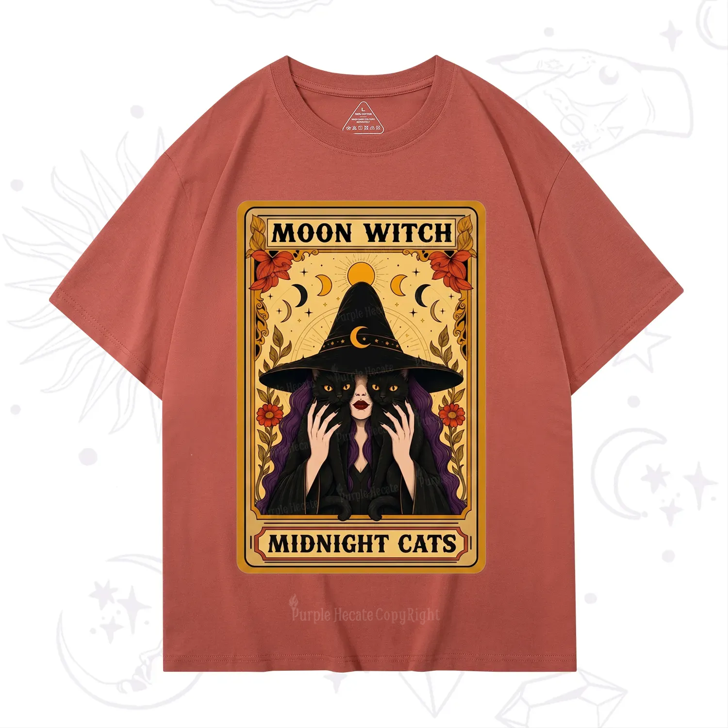 Purplehecate The Moon Witch Midnight Cats Oracle Card T-Shirt