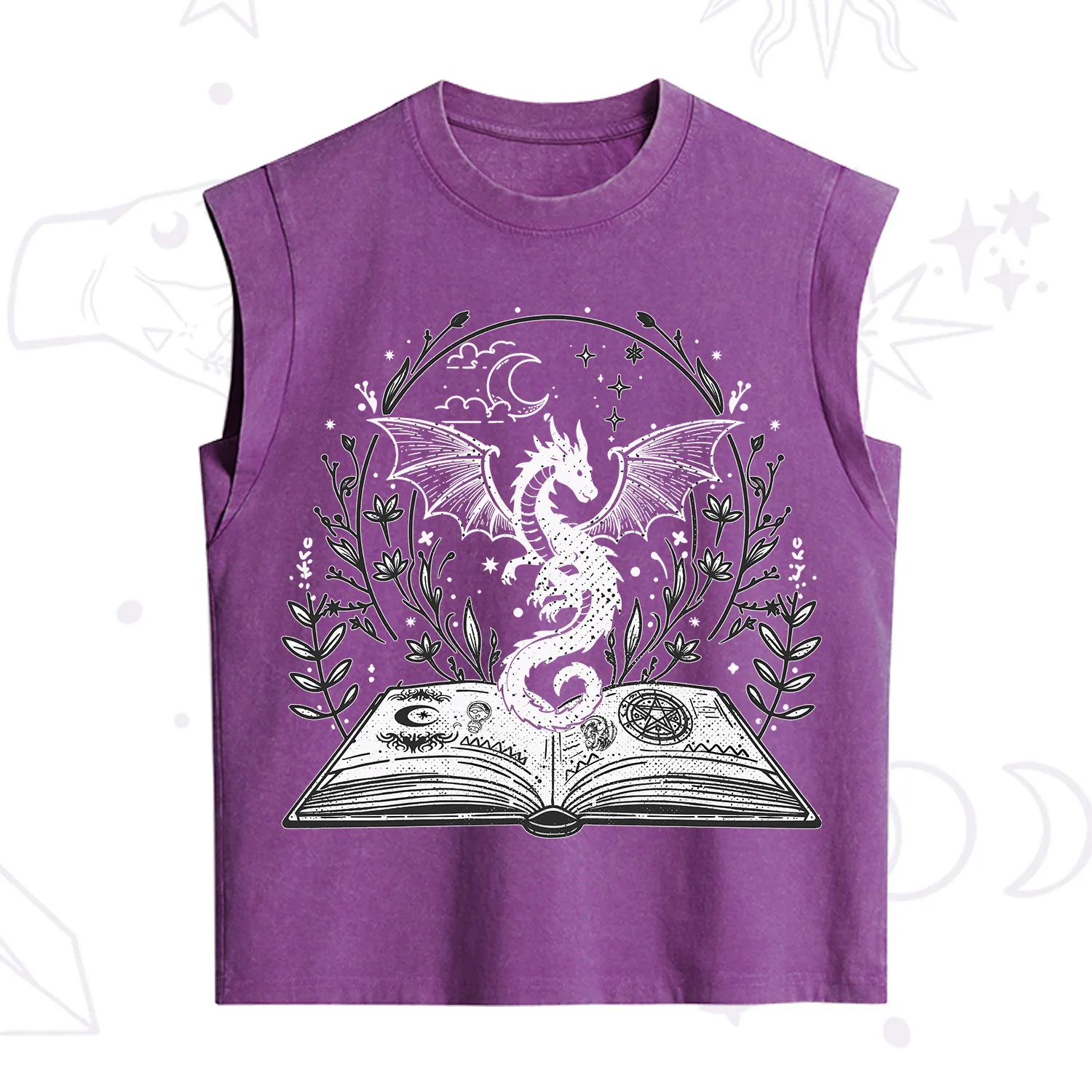 Purplehecate Magical Book Dragon Fantasy Vintage Washed Tank