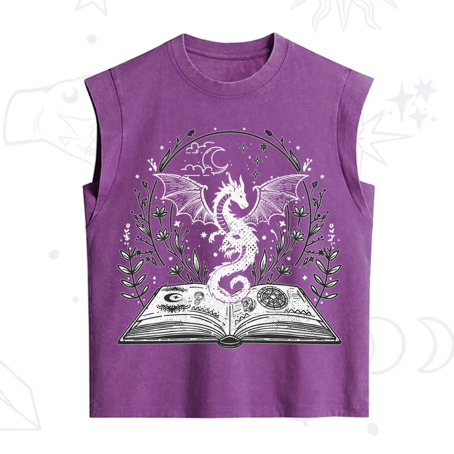 Purplehecate Magical Book Dragon Fantasy Vintage Washed Tank